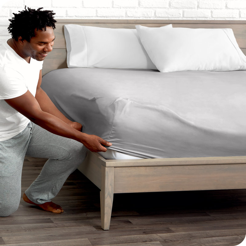 Fitted Bottom Sheet, Light Grey, Double