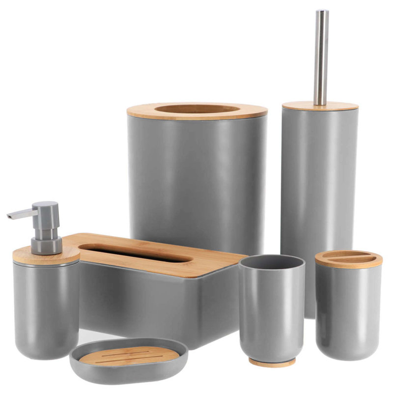 Gray Bamboo Compact Toothbrush and Toothpaste Holder