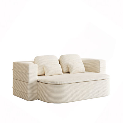 Canapé-lit pliable 2 en 1 de 190 cm (75 pouces), convertible en matelas avec couverture multifonctionnelle, en velours côtelé, idéal pour le salon, la chambre ou le studio.