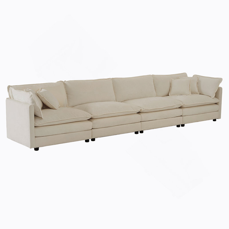 Free Combination Modular Sofa Free 4 - seater Sofa Comfortable Chenille Beige