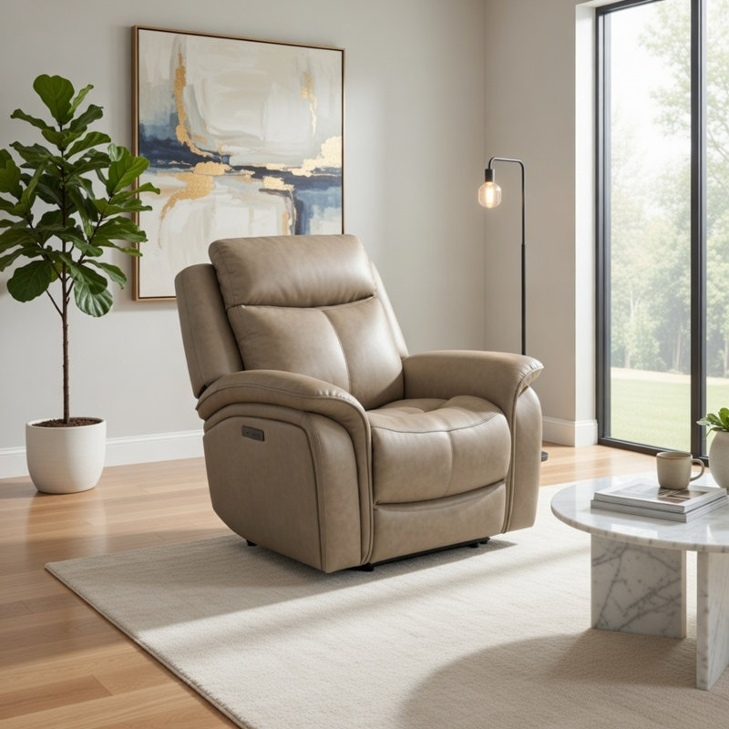 Fauteuil inclinable électrique en cuir Grayson, Brun