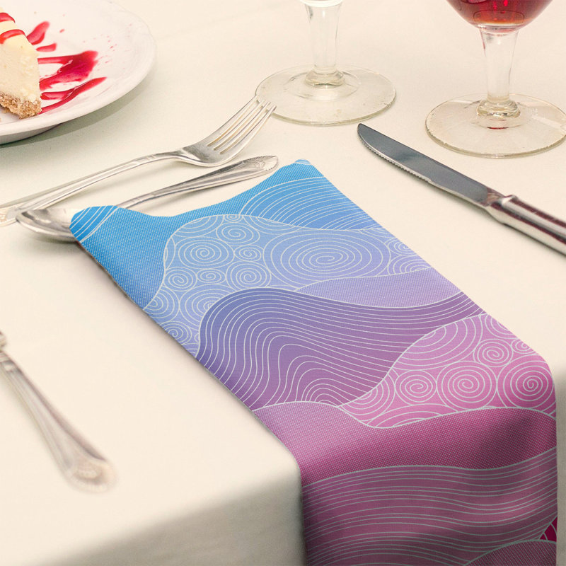Serviette de coton à ondulations à la main, H 0,1 po x l 10 po x P 10 po, Bleu / Rose, Sergé de coton