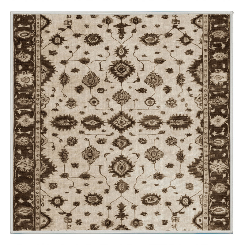 Machine Washable Overdyed Beige Area Rug, Square 6'