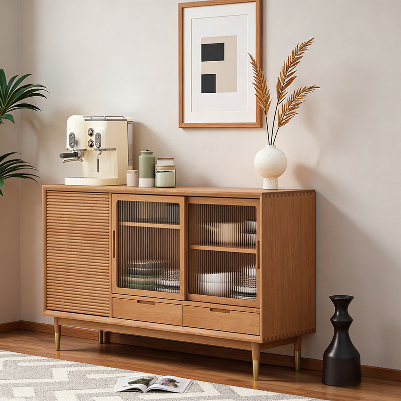 Armoire d'appoint multifonctionnelle en verre, H 34,25 po x l 55,12 po x P 15,75 po