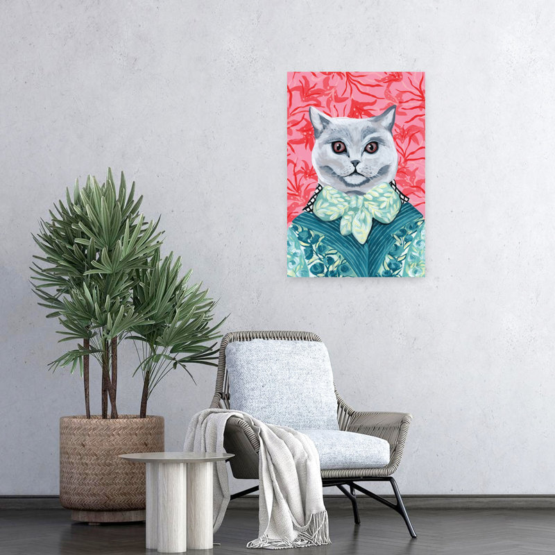 Art contemporain de chat British Shorthair Dapper, H 24 po x l 16 po