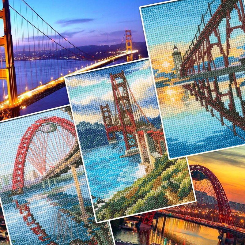 Trousse de point de croix compté Golden Gate Bridge San Francisco par RTO C302