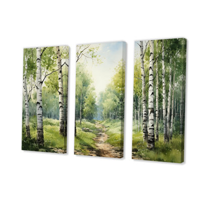 Birch Woods Silent Woods I, impression sur toile 3 pièces