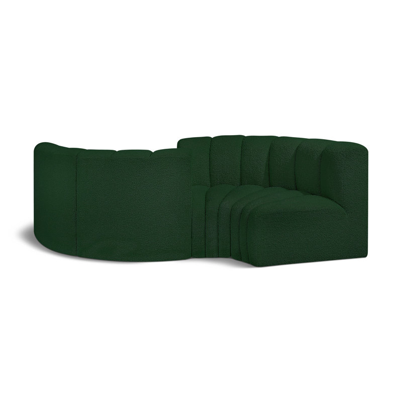 Canapé et méridienne rembourrés Iyra, Tissu bouclé vert