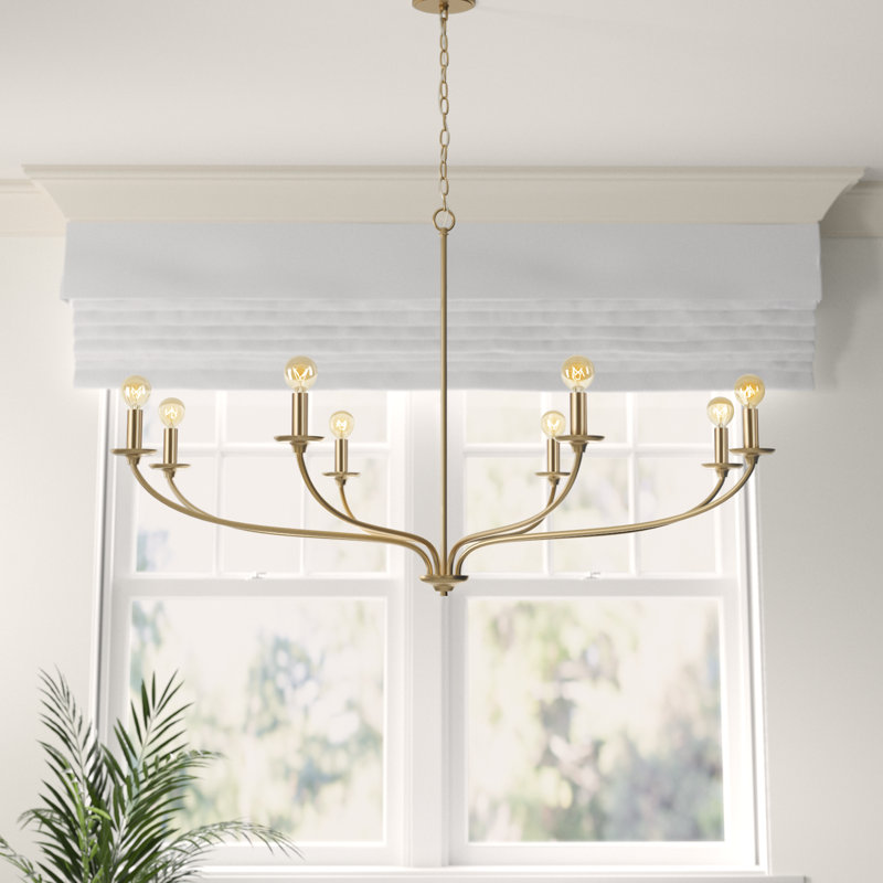 Lustre classique à 8 lumières de style bougie , Laiton mat