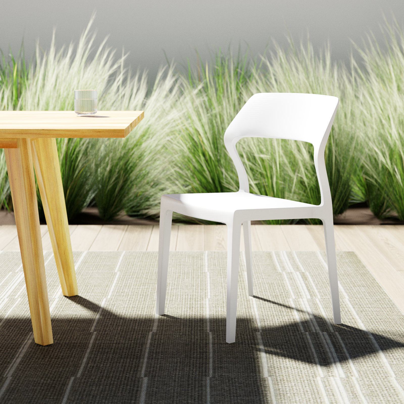 Farrah Stackable Patio Side Chair, White