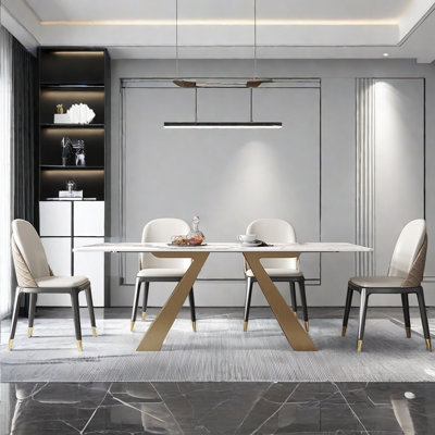 Nordic style luxury rectangular dining table sets