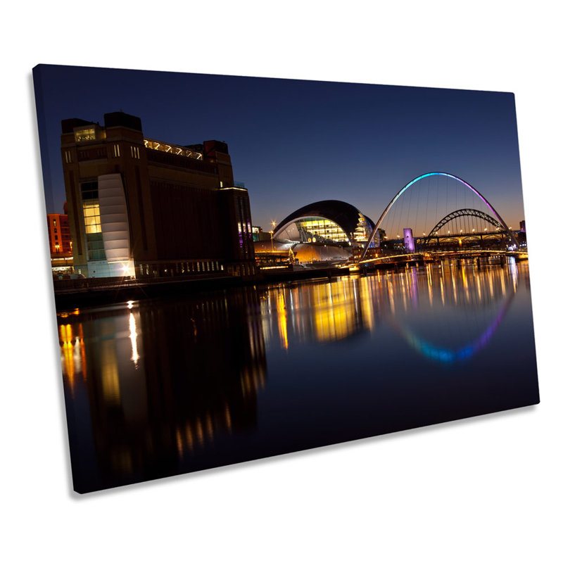 River Tyne Newcastle Bridges City - Wrapped Canvas Print, 61cm H x 91.4cm W x 4cm D