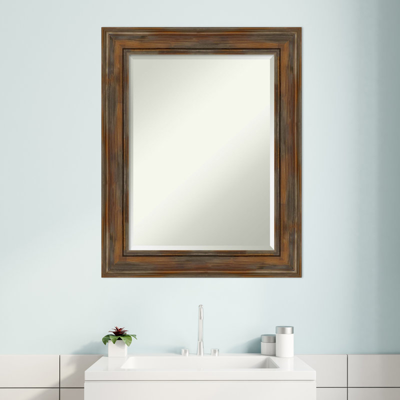 Tico Flat Mirror, 30" H x 24" W, Brown