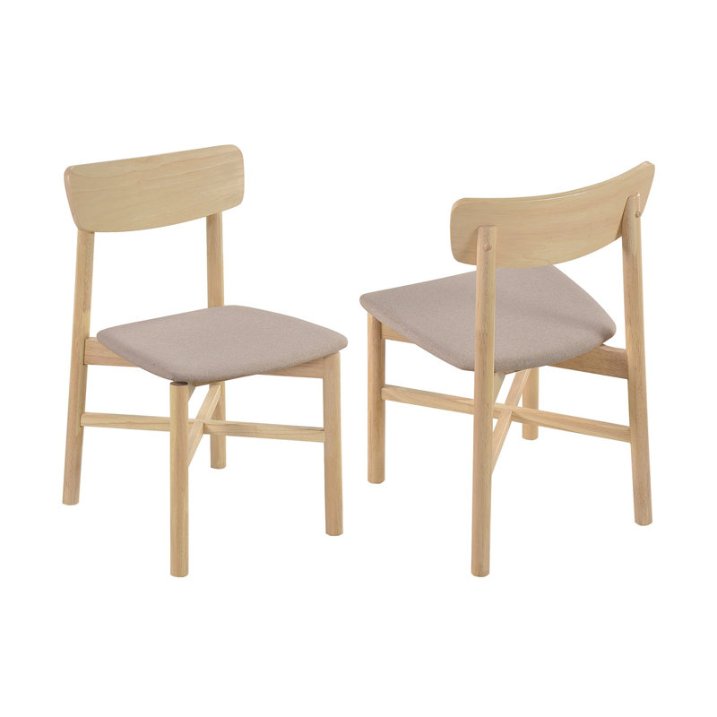Ensemble de 2 chaises d'appoint rembourrées en tissu, brun clair et blanc délavé