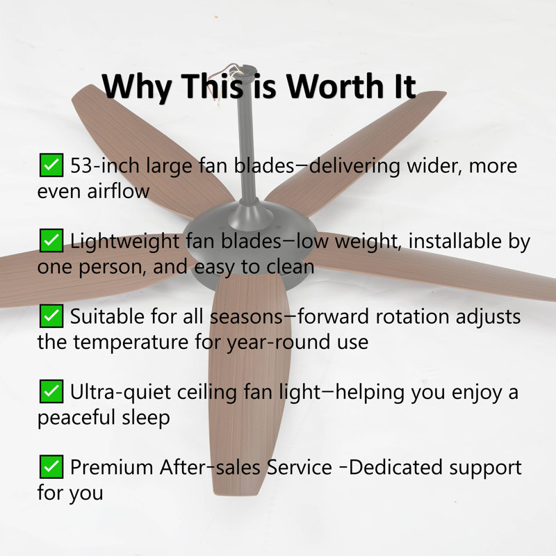 6-speed Low-profile Ceiling Fan With Led Light，53" Modern Smart Dimmable Ceiling Fan