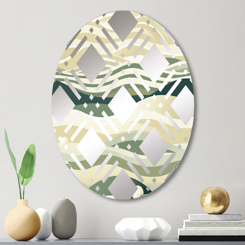 Coastal Simplicity III - Miroir décoratif à carreaux ovale, L 20 po x H 30 po