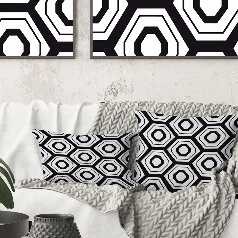 Coussin lombaire traditionnel noir Hexagon X