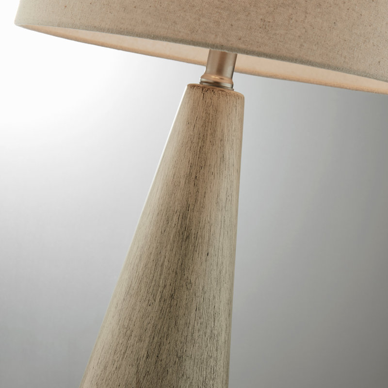 Lampe de table en céramique Prescott, Bois naturel, Gruau