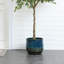 Pot à fleurs décoratif rond en céramique bleu et vert