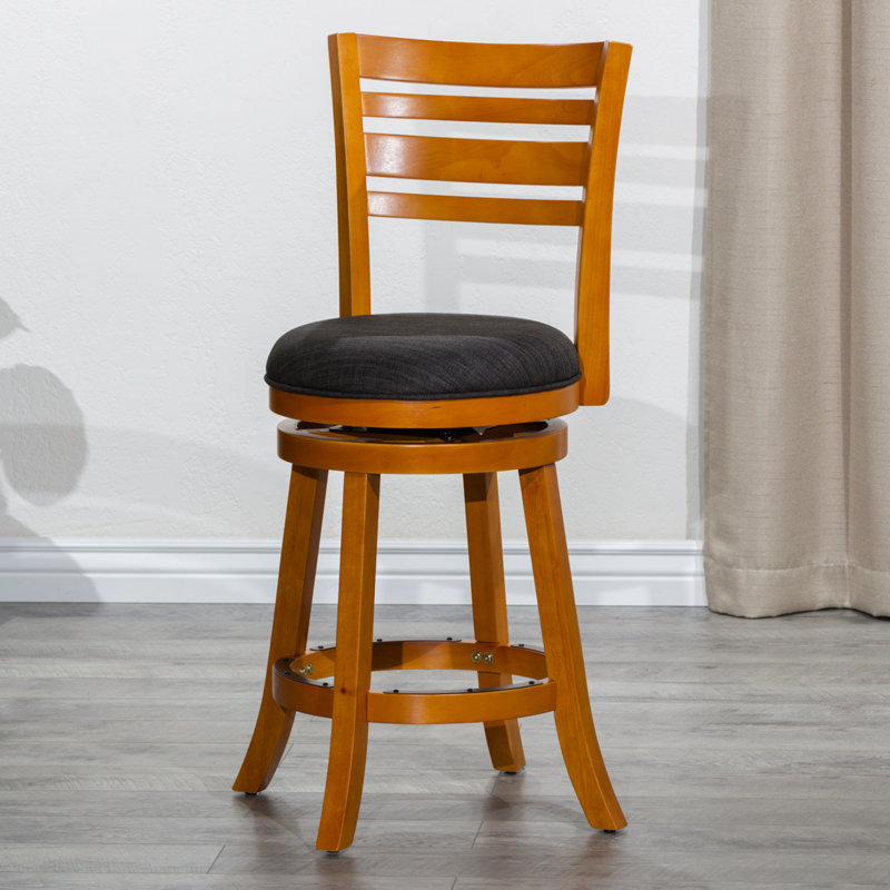 Swivel Upholstered Counter Stool, Charcoal, Natural