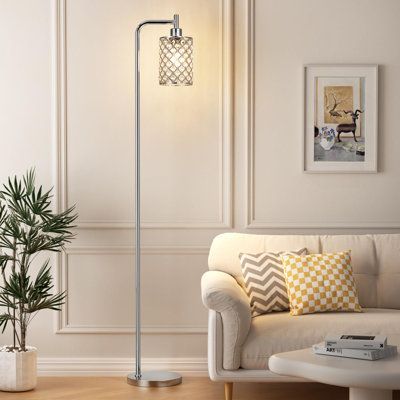 Crystal Floor Lamp,Industrial Modern Standing Lamps,(Silver With LED Bulb)