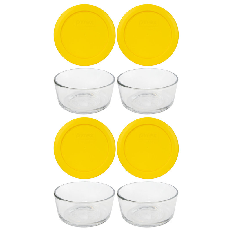 Bols en verre Pyrex 7200 et couvercles assortis 7200 PC, Jaune citron