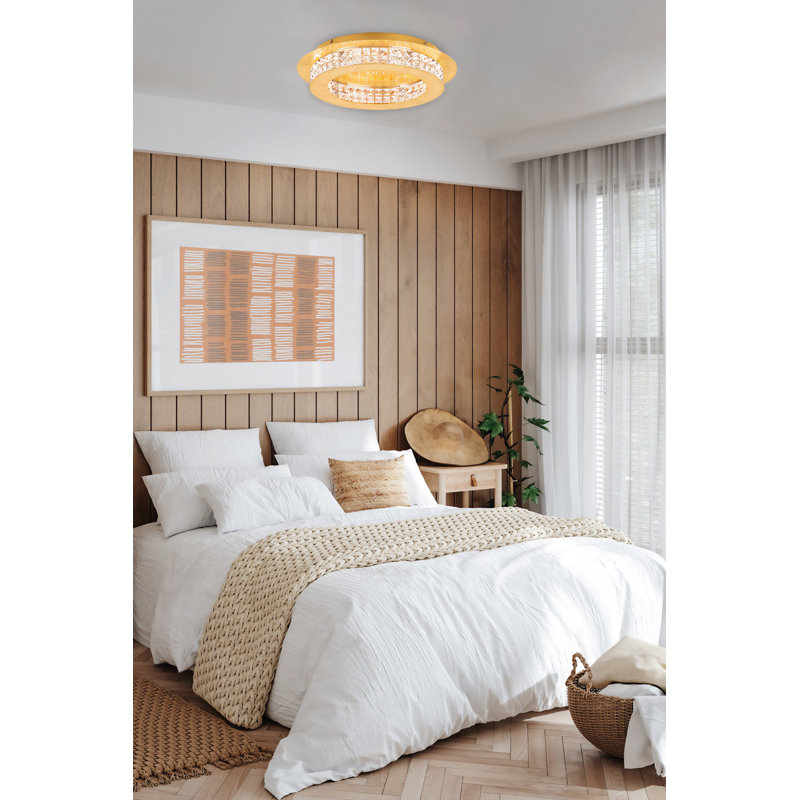 Levan Glass Flush Mount, Brushed Gold