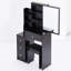 Petit meuble-lavabo avec tabouret rembourré, miroir coulissant massif, rangement multi-couches, commode noire pour table à espaces restreints, très grand miroir et chaise, chambres de rangement multicouches, noir,-12950398