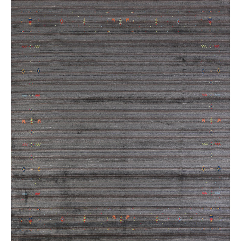 Tapis carré tribal en laine Gabbeh 8 x 8