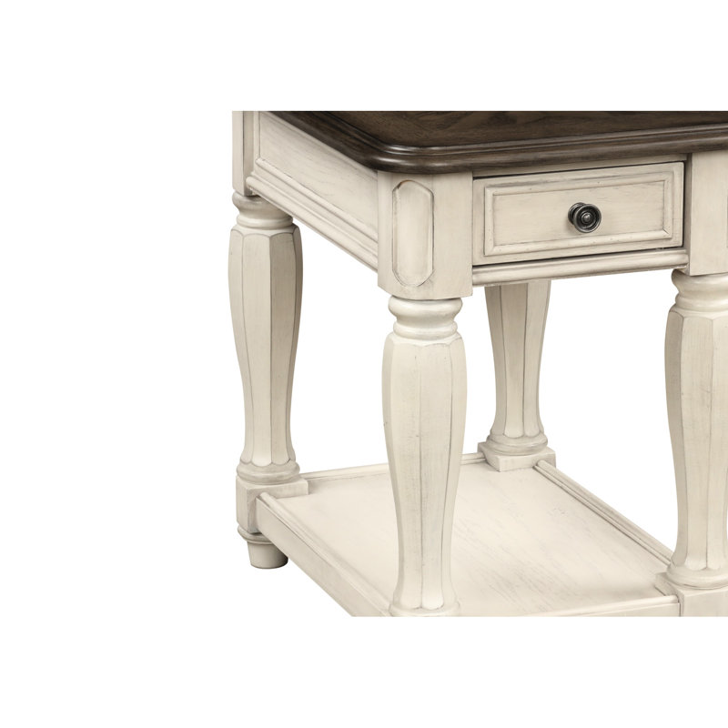 Table de chevet blanche antique pour le rangement - construction, style classique, tiroir et tablette blanc brun avec apparence