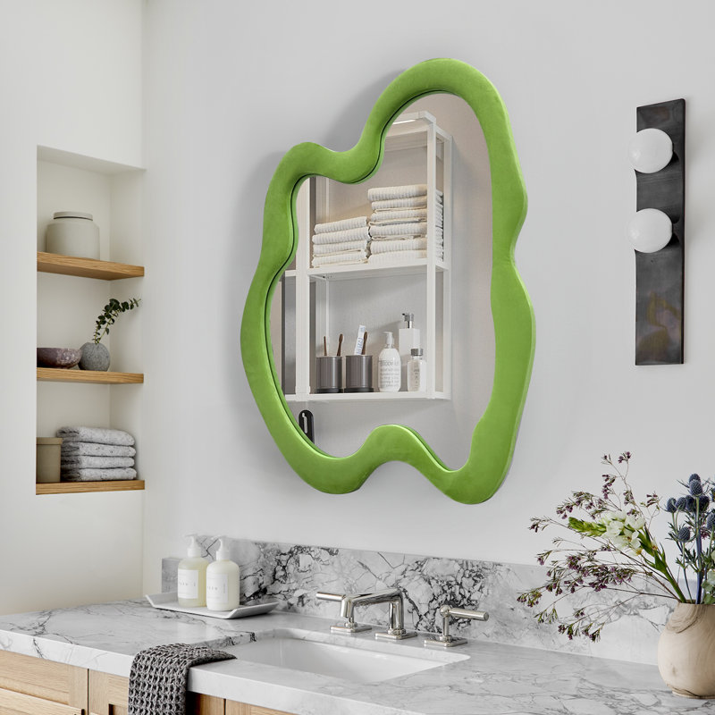 Miroir mural irrégulier, 24 po x 32 po, Vert