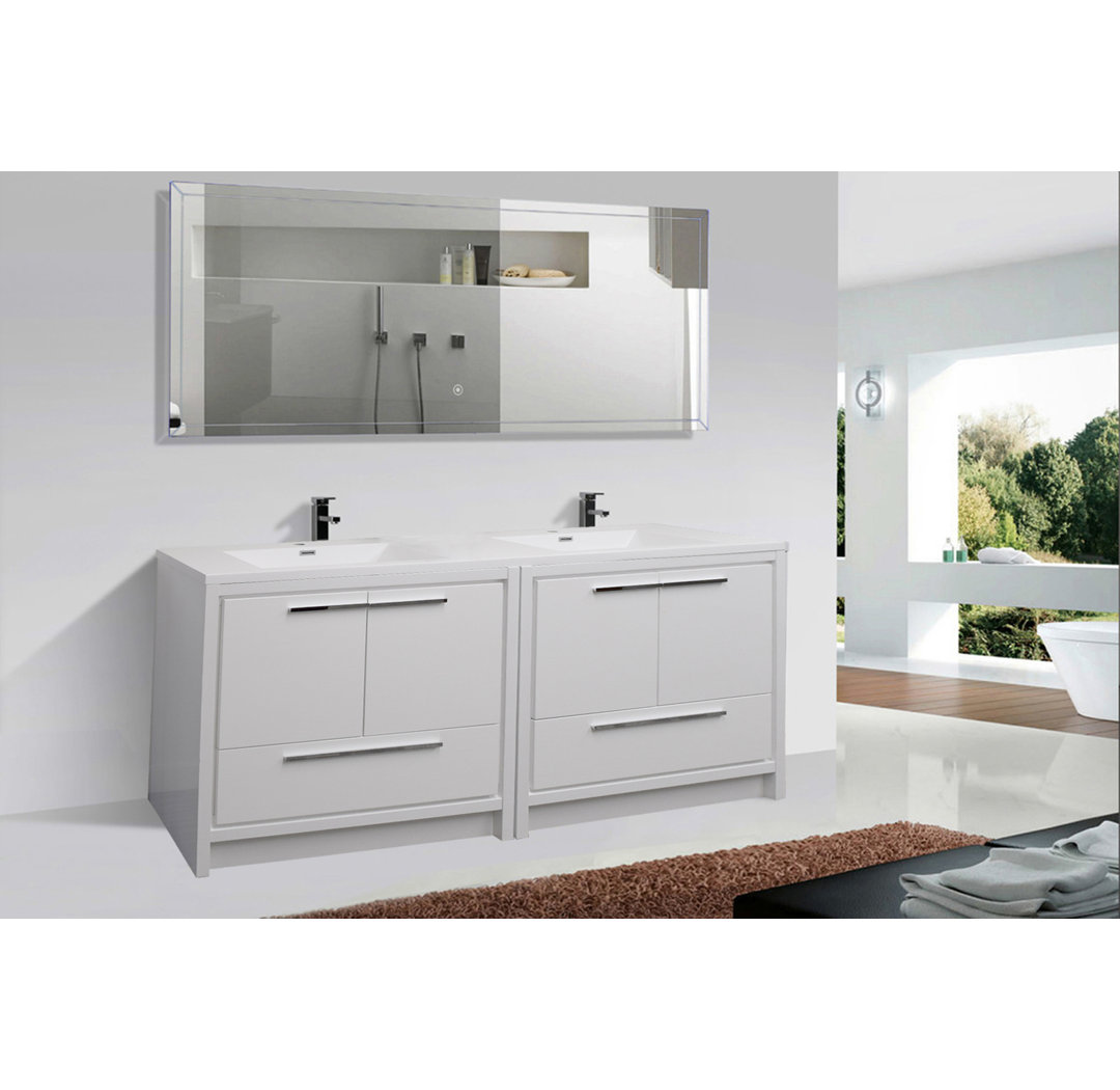 Lefebvre 71'' Double Bathroom Vanity with Plastic Top Orren Ellis