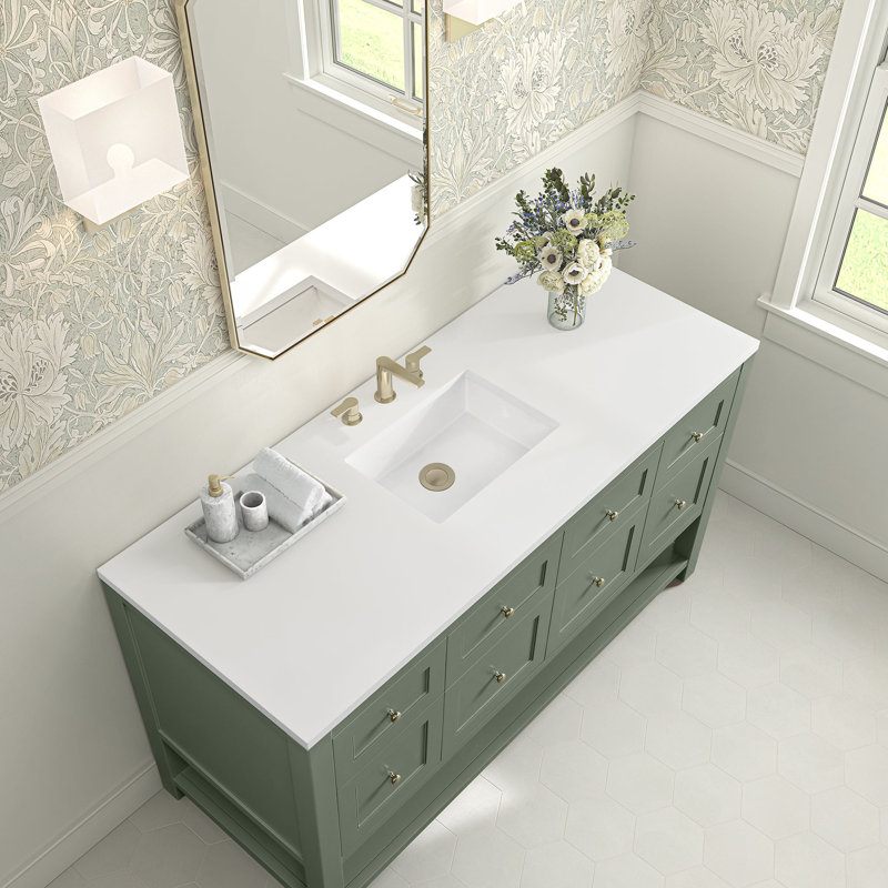 Breckenridge 60'' W Single Vanity, Smokey Celadon, White Zeus, Widespread