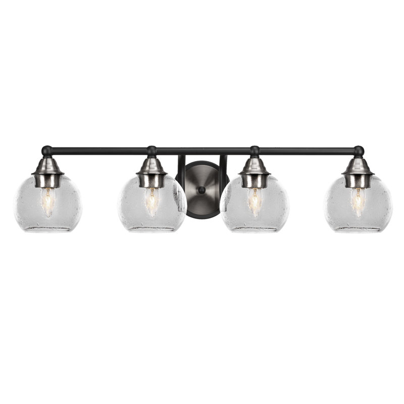 Barre d'éclairage de salle de bain 4 lumières Michell, Noir mat / nickel brossé