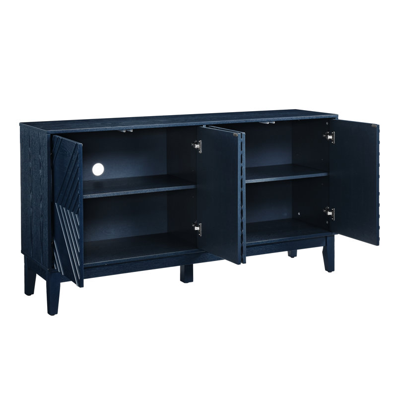 Buffet 60,5 "avec 4 portes et tablettes réglables, Bleu