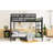 Black Queen Size Metal Bunk Bed With And Storage Shelf, For Adults Teens, Stable Frame, Powder Coated, 350Lbs/600Lbs Capacity Over Comes , Strong Bearing Capacity, Thick Tubes, Tightly Screwed Slats