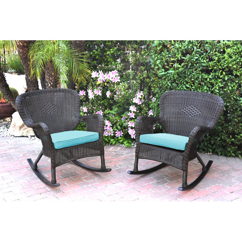 Chaise berçante Batchelder, Espresso, Bleu ciel