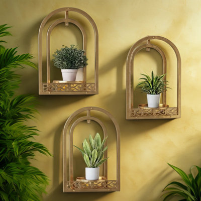 Ensemble de 3 pots à fleurs muraux modernes, décoration de jardin verticale avec cadre en fer pour l'intérieur et l'extérieur