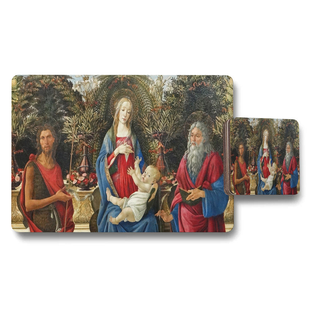 Madonna And Child Placemats And Coasters Set With Classical Artwork