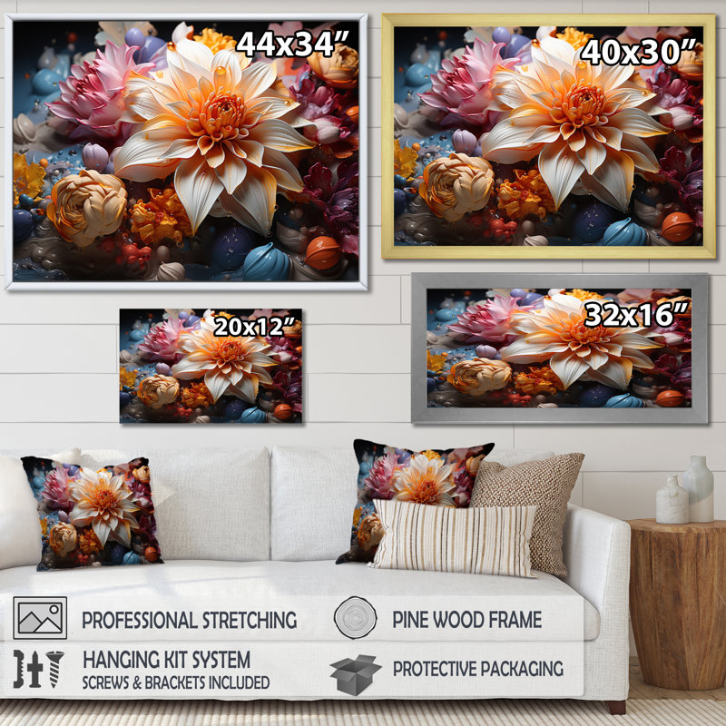 Natures mortes abstraites pêche rose, H 24 po x l 32 po x P 1 po, Cadre photo noir