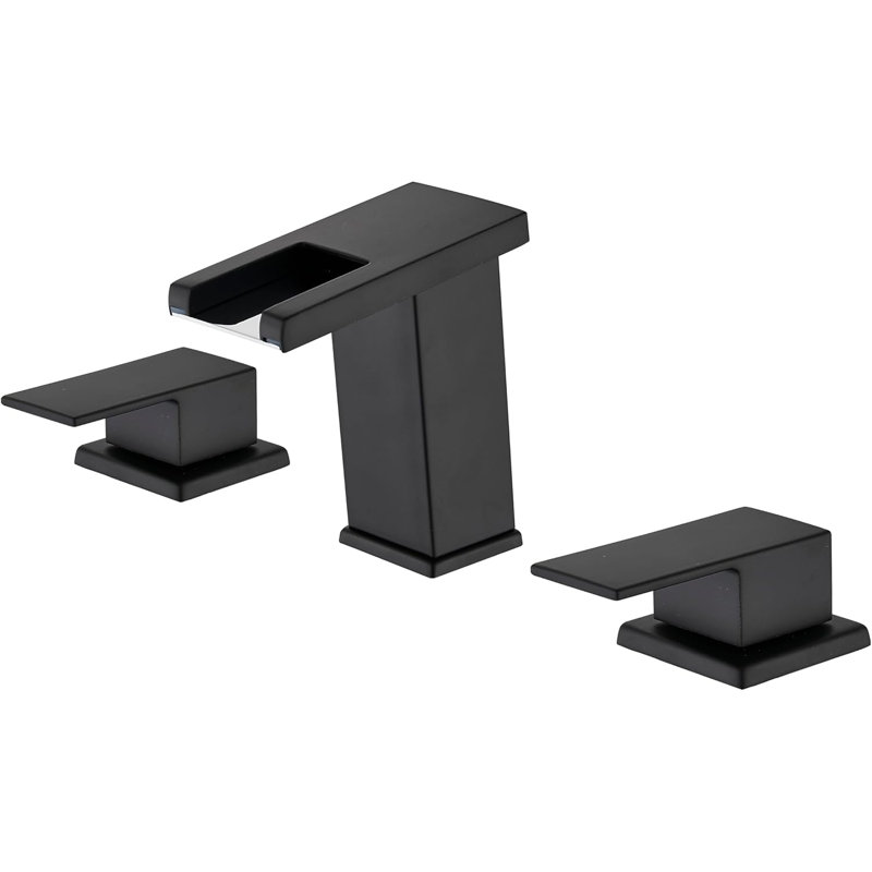 LED Waterfall Bathroom Faucet – 8-Inch Widespread 3-Hole Vanity Sink Faucet with Double Handles and Modern Touch-On Design