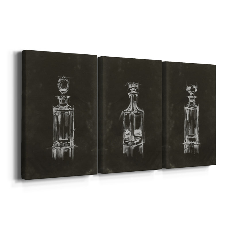 Crystal Barware I  -Custom Wrapped Gallery Canvas - 3 Pieces, 60" H x 120" W, Wrapped Canvas