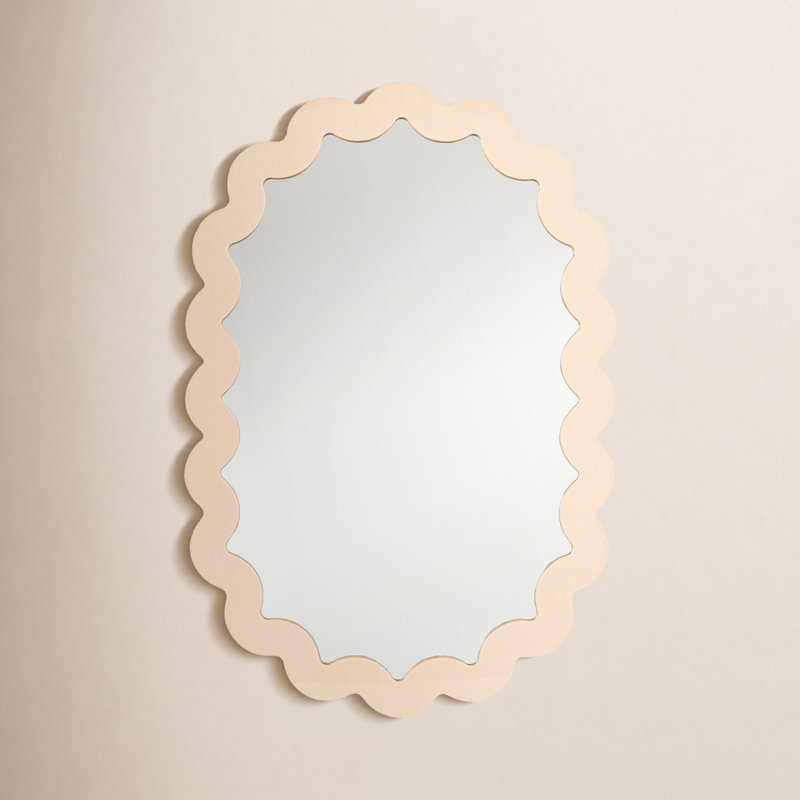Wood Framed Scalloped Wall Mirror