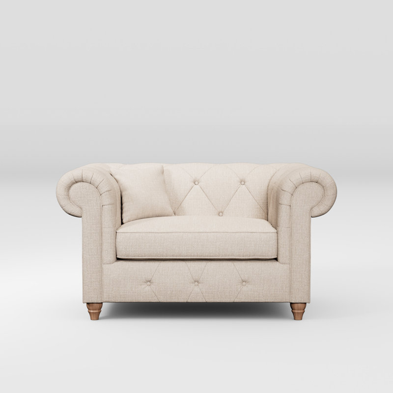 Ellrich Upholstered Chair And A Half, Walnut, Oyster
