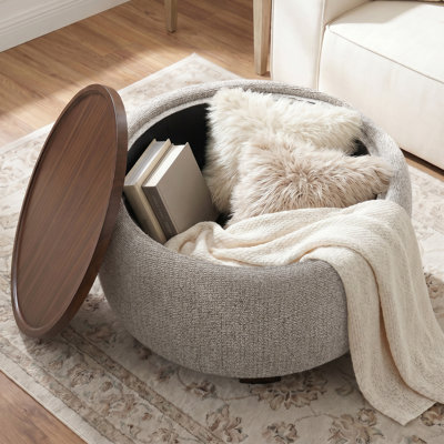 Round Cocktail Ottoman with Storage
