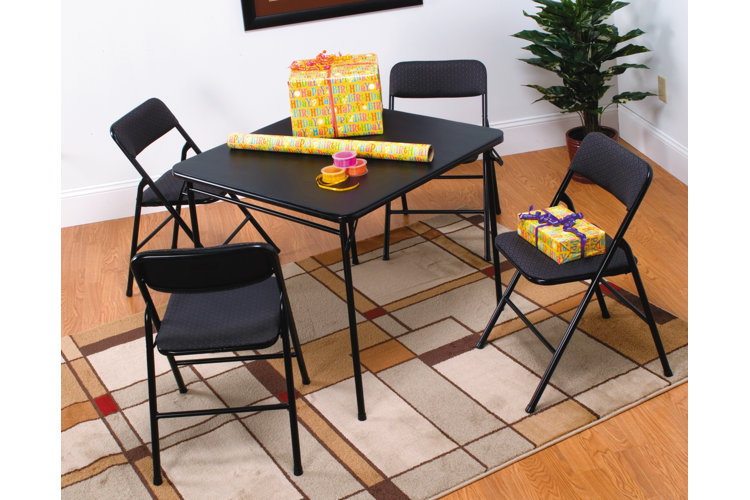 34" Plastic Square Folding Table with 4 Chairs