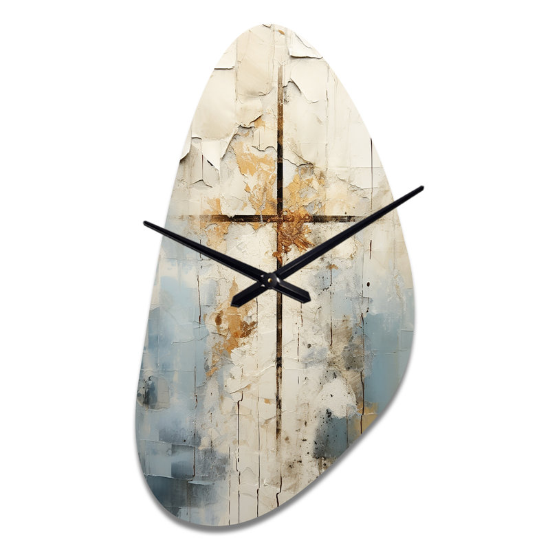 Horloge murale beige en forme de croix de Jésus II, Médium