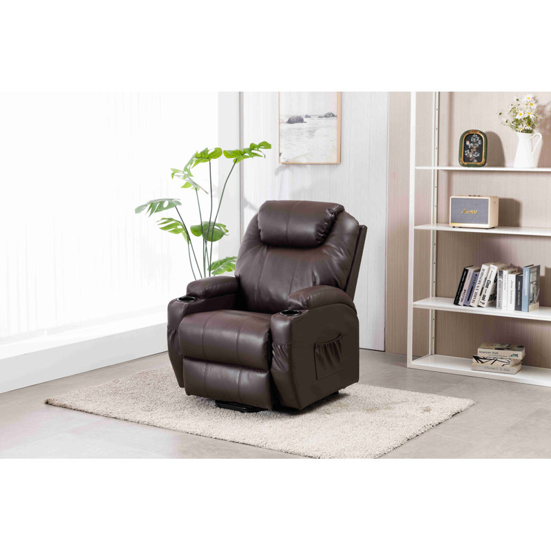 Fauteuil inclinable électrique en cuir Jesseca, Similicuir brun foncé