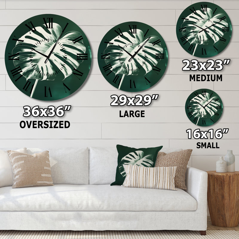 Horloge murale en métal Monstera, Surdimensionné