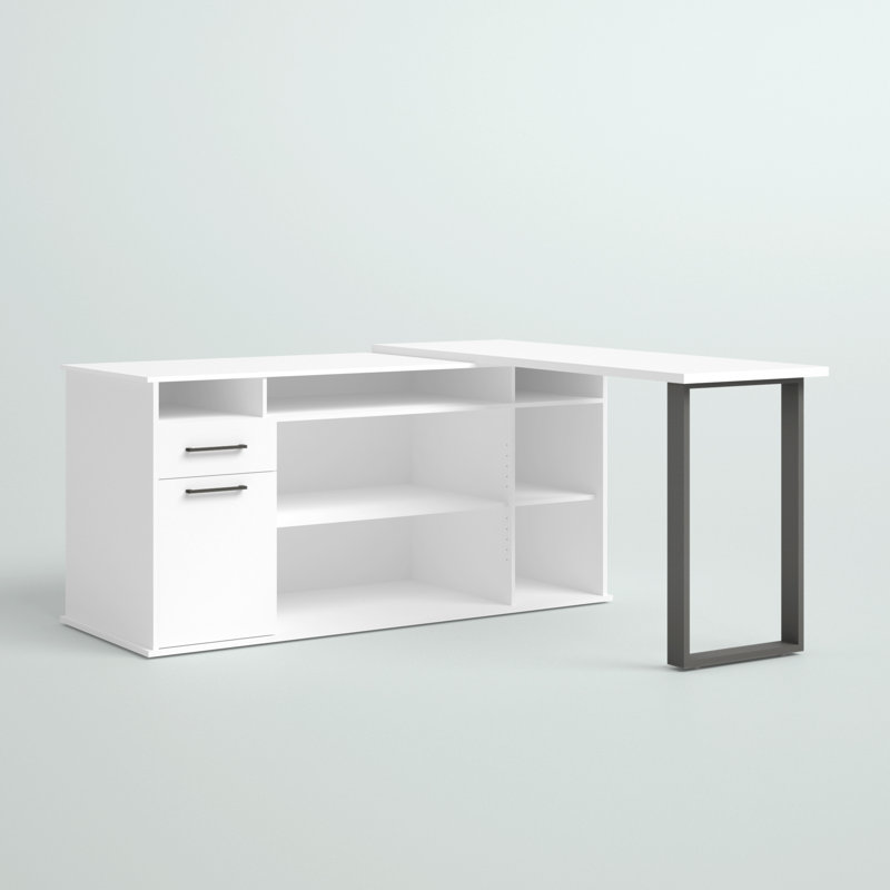 60W L-Shaped Computer Desk, White